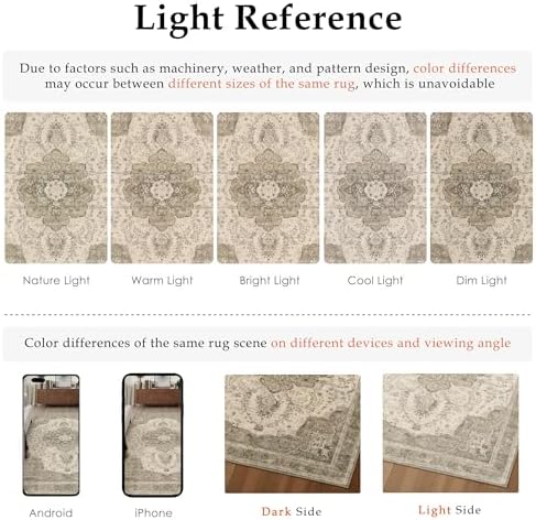 6x9 Washable Area Rug Brown Non Slip Distressed Carpet - Image 4
