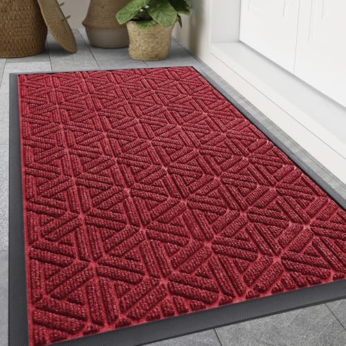 Smiry Front Door Mat Outside Entrance, Low Profile Rubber Doormat by Smiry