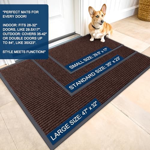 OLANLY 2-Pack Front Door Mats 33x21, Waterproof Heavy-Duty Doormats - Image 2