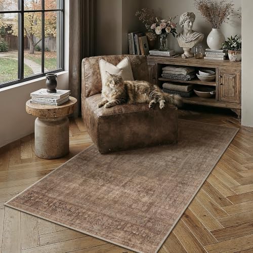 HUGEAR Classic Brown 4x6 Neutral Area Rugs by HUGEAR