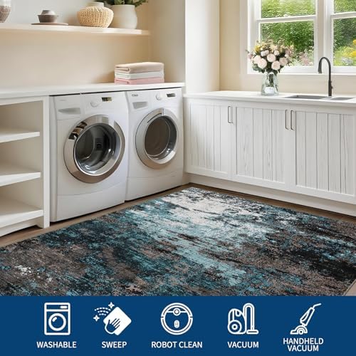 GarveeHome Abstract Area Rugs 5x7 Ultra-Soft Modern Indoor Blue Green - Image 7