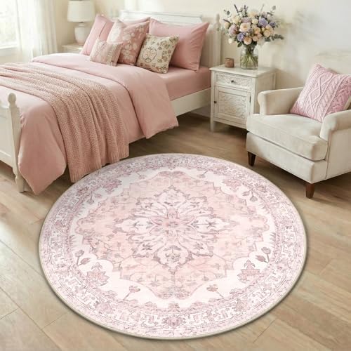 RELEANY Washable Area Rug, Round 4ft by RELEANY