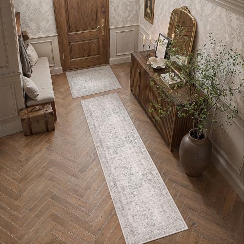 PureCozy Gray Area Rug Set of 2 2x3+2x6 Vintage Floral - Image 4