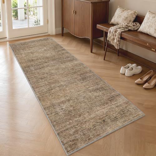 FMFUNCTEX 2x8 Hallway Runner Rug Washable Terracotta Neutral Vintage Retro by Fmfunctex