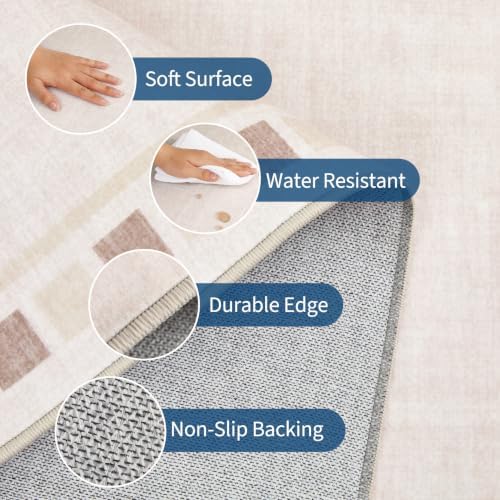 Garvee Checkered Border Washable Rugs 9x12 Textured Kids Room Rug - Image 6