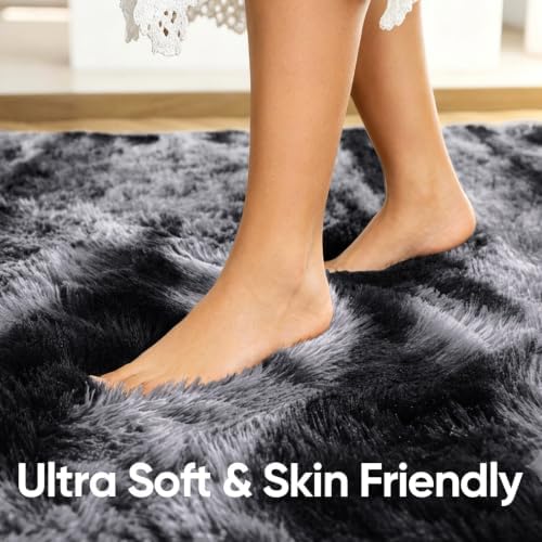 4x6 Black Fluffy Soft Area Rug Non-Slip - Image 5