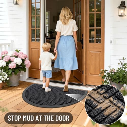 OLANLY Half-Circle Front Door Mat 29.5x17, Heavy-Duty Rubber Doormat - Image 6