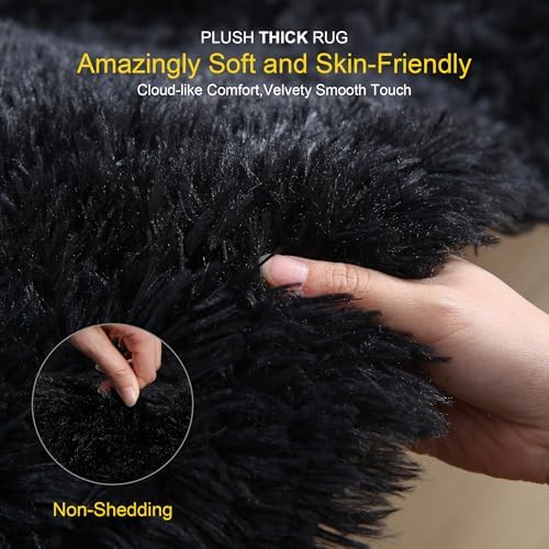 4x6 Thick Black Fluffy Shag Rug - Image 3