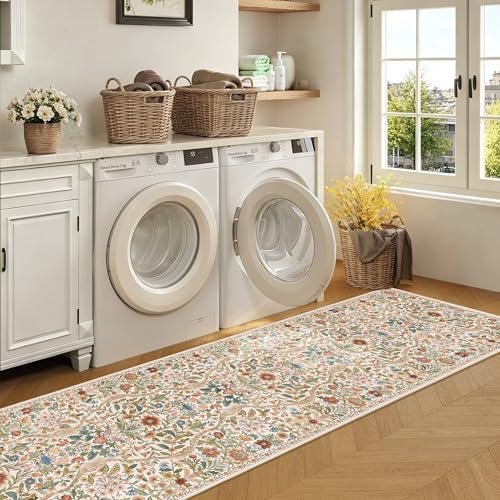 3x10 Floral Runner Rug for Kitchen Washable Hallway Runner Rug - Image 4