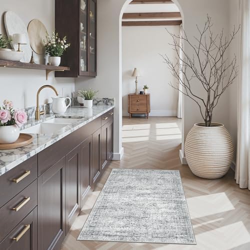 Soalmost 2x3 Washable Rugs for Kitchen, Small Area Rug Grey - Image 3