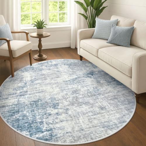 IOHOUZE Abstract Round Area Rug 6 Ft Washable Circle Rugs Large Round Rug Non by iOhouze
