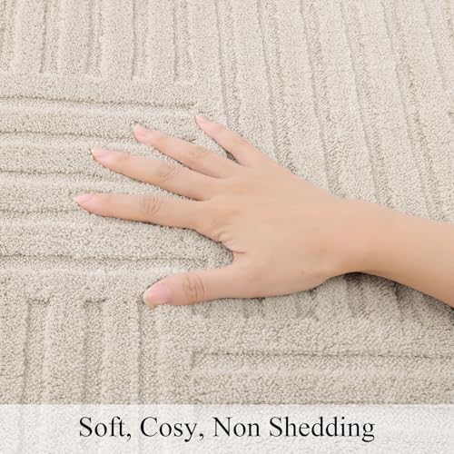 SHACOS Soft Cozy Fluffy Arch Pattern High Low Pile Area Rugs 5'x7' Non Slip - Image 3