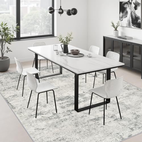 5x8 Area Rug Living Room: Modern Washable Indoor Soft Carpet Gray - Image 4