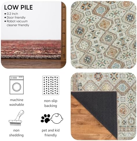 Keen Home Design Vintage Washable Entryway Rug, Non-Slip Low Pile - Image 7