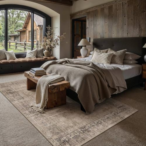 HUGEAR Taupe 5x7 Neutral Area Rugs - Image 2