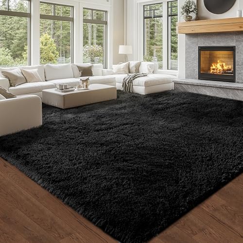 Topmaxcs 10x12 Black Shag Area Rug - Image 2
