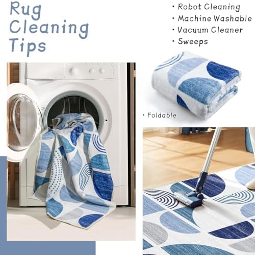 MUJOO Blue Rug Boho Washable, 6x9 Area Rugs Non Slip Modern Abstract Large - Image 4