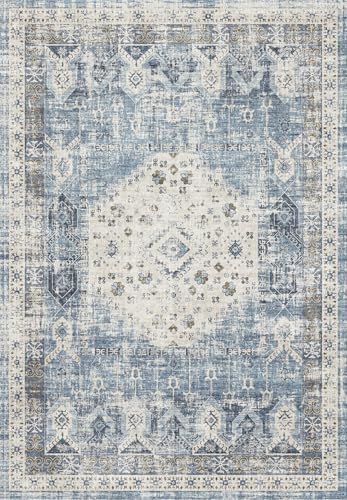 4x9 Wide Washable Runner Rug: Vintage Non Slip Hallway Kitchen Rug Distressed by RUUGME