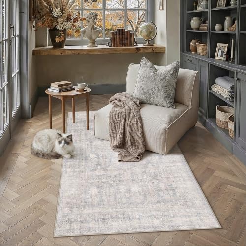 HUGEAR Blue Cream 3x5 Neutral Area Rugs by HUGEAR