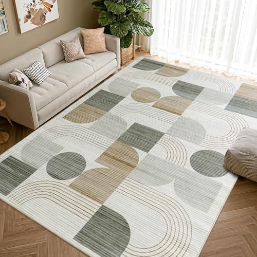 Soft Modern Geometric Abstract Large Machine Washable 6x9 Area Rug - Image 6