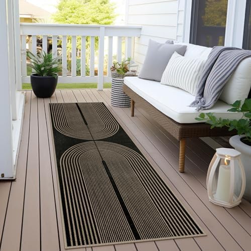 Rugalia Easy Jute Rainbow Runner Rug, 2x6 Black Washable Rugs Runner - Image 6