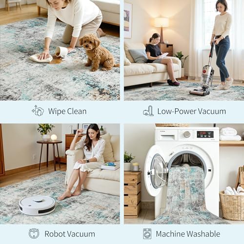 6x9 Area Rugs for Living Room Large Washable Abstract Rug Multi Color - Image 5