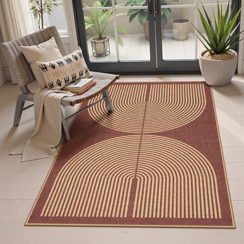 Lahome Rainbow Easy Jute Rug, 3x5 Red Front Porch Entry Way Rugs Indoor by Lahome