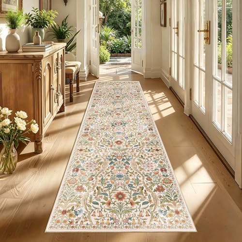 3x10 Floral Runner Rug for Kitchen Washable Hallway Runner Rug by NakedCloud