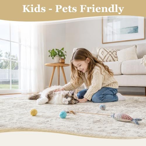 FMFUNCTEX 6x9 Washable Beige Neutral Vintage Large Area Rug - Image 6