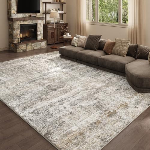 9x12 Grey Beige Washable Area Rug by Unknown