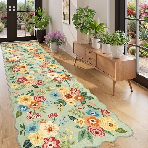 DUKINO 3x10 Runner Rug, Non Slip Floral Washable Rug - Image 3