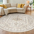 Puino 7Ft Round Rug Washable: Non-Slip Boho Living Room Circle Area Rugs by Puino