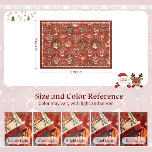 2x3 Christmas Small Non-Slip Area Rug - Image 2