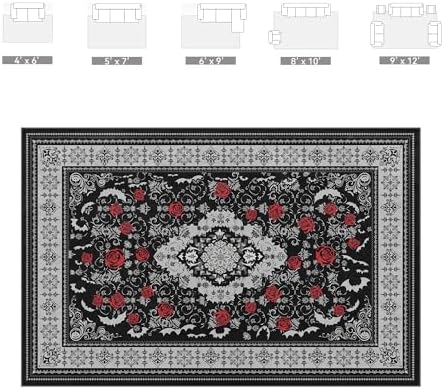 Nayoroom Dark Academia Gothic Black Area Rug, Machine Washable, 8 x 10 ft - Image 5