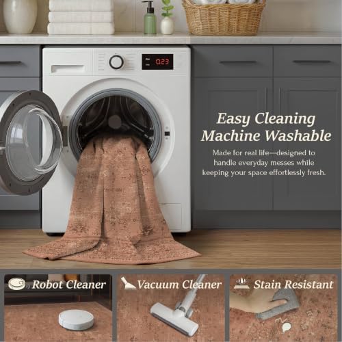Terracotta 3x5 Washable Entryway Rug, Non-Slip Small Indoor Rug - Image 3