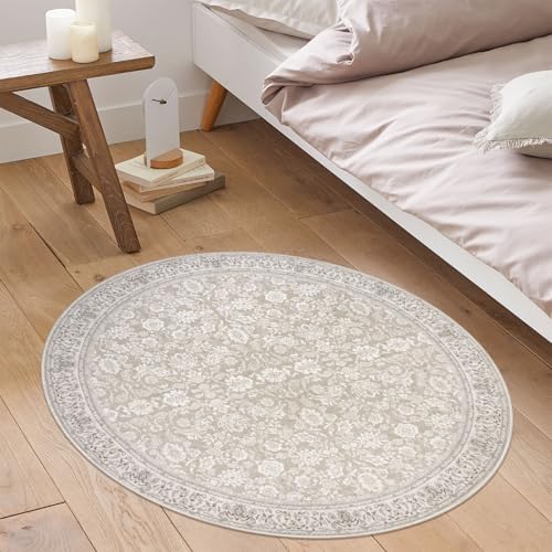 SIILOOM Washable 3ft Circle Round Rug, 3x3 Non-Slip Soft Circular Area Rugs - Image 2