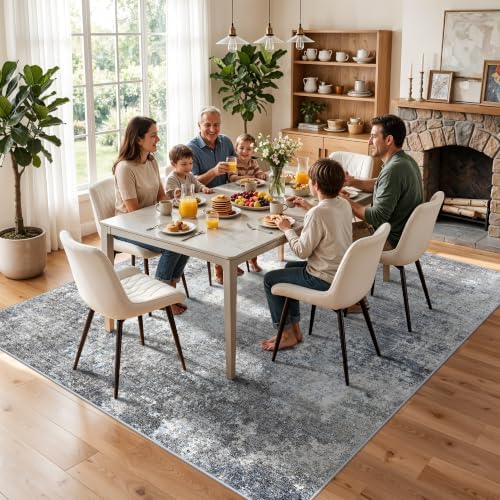 10x10 Square Living Room Rug – Washable Modern Abstract Large Rug - Image 4