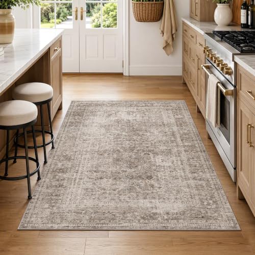 FMFUNCTEX 3x4 Washable Neutral Vintage Traditional Area Rug - Image 3