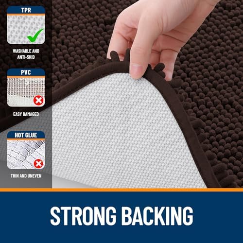 OLANLY Toilet Rugs U-Shaped 20x20, Soft Absorbent Chenille Contour Rugs - Image 6