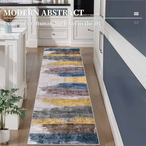 Ciicool 2x6 Runner Rugs for Hallway, Modern Abstract Washable Rug Yellow - Image 2