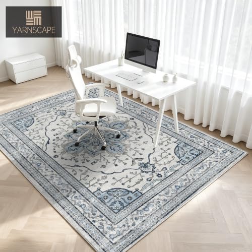 YARNSCAPE 5' x 7' Machine Washable Area Rug, Non-Slip Low-Pile Carpet - Image 5