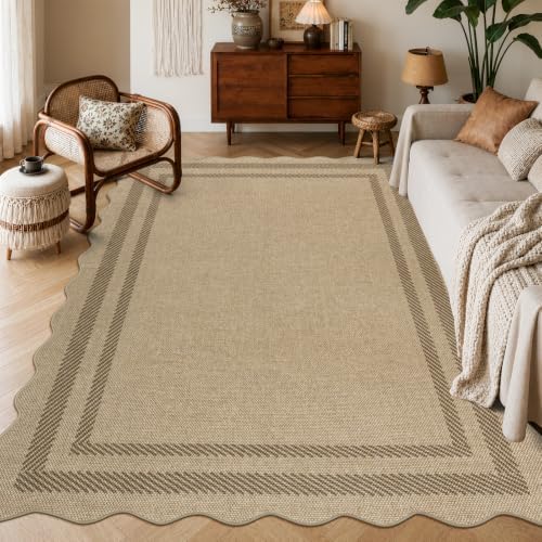 LIVEBOX Scalloped Easy Jute 6x9 Outdoor Rug, Washable Indoor Outdoor Area Rugs - Image 6