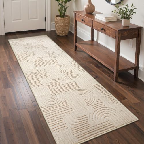 GENIMO Soft 2'6"x8' Runner Rug Non Slip Hallway, Washable 3D High Low Pile by GENIMO