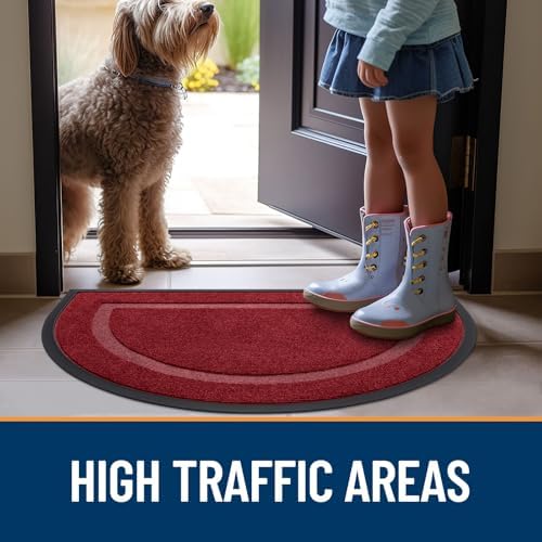 OLANLY Half Circle Front Door Mat Outside 35x23 All-Season Rubber Doormat - Image 7
