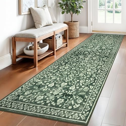 Washable Vintage 2.6x8 Runner Rug Non Slip Runners by SILOLOOM