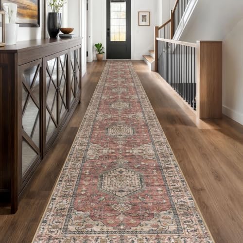 KUTA Extra Long Runner Rug for Hallway 2.6x20 Washable Hall Rug Terracotta by KUTA