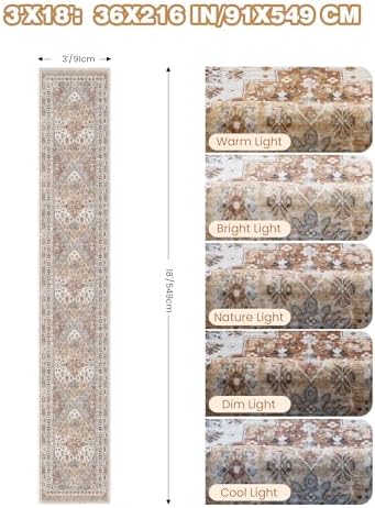 3x18 Long Runner Rugs for Hallway Vintage Washable Rug - Image 2
