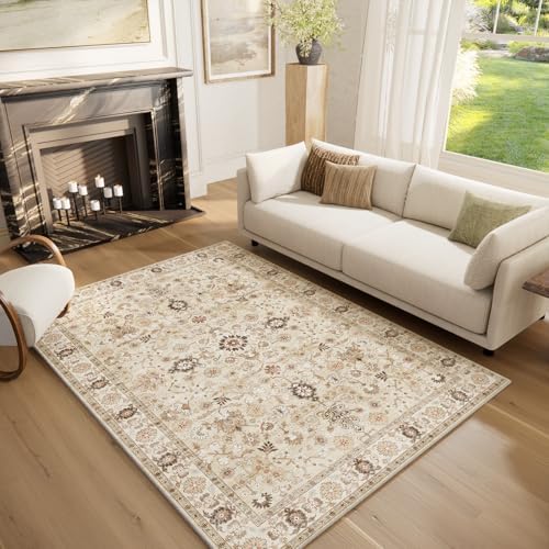 Machine Washable Rugs for Living Room: 5x7 Area Rugs for Bedroom by NoiFamo