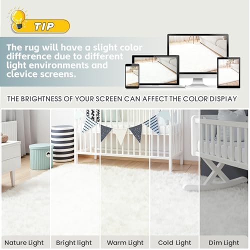 8x10 White Fluffy Fuzzy Shag Area Rug - Image 7