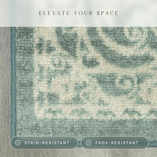 Maples Rugs Pelham Vintage Medallion Runner Rug, Light Spa - Image 4